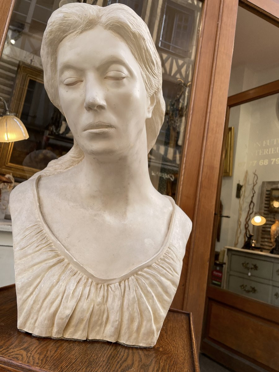 Ancien Buste En Plâtre Buste d'Atelier : Roger Bésus Fin Du XX Eme école Rouen Sculpture besus-photo-1