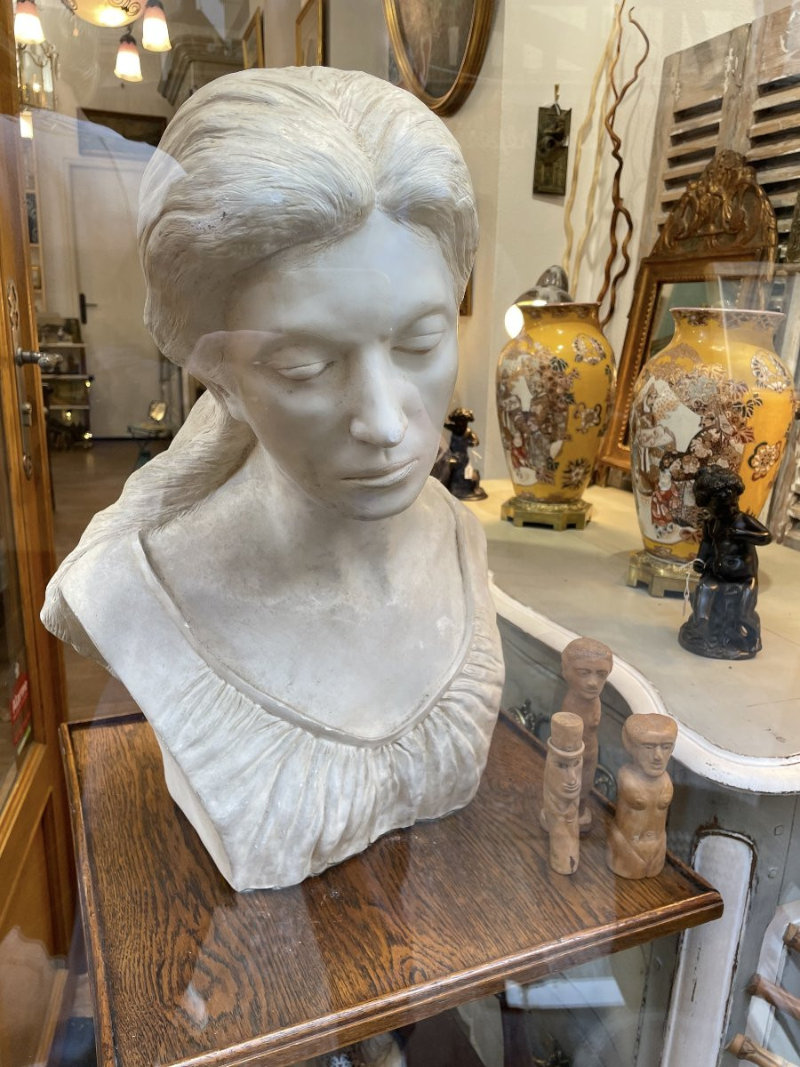 Ancien Buste En Plâtre Buste d'Atelier : Roger Bésus Fin Du XX Eme école Rouen Sculpture besus-photo-8