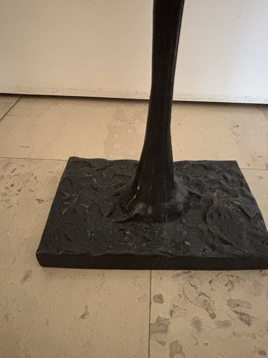 Ancien lampadaire en bronze vintage à décor floral vers 1980 dlg Anthonioz-photo-3