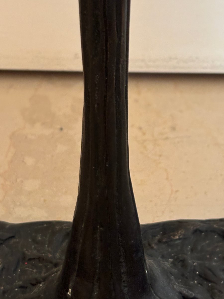 Ancien lampadaire en bronze vintage à décor floral vers 1980 dlg Anthonioz-photo-3