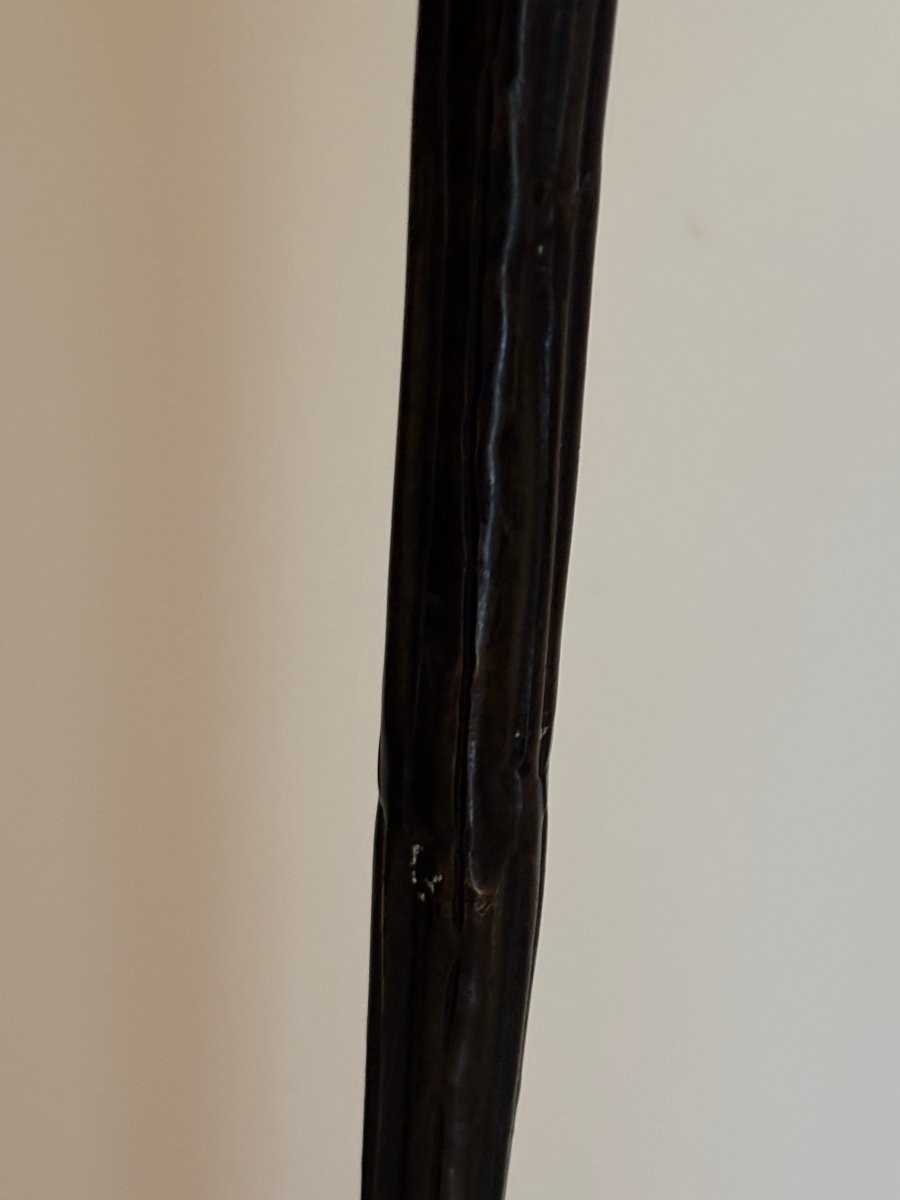 Ancien lampadaire en bronze vintage à décor floral vers 1980 dlg Anthonioz-photo-4