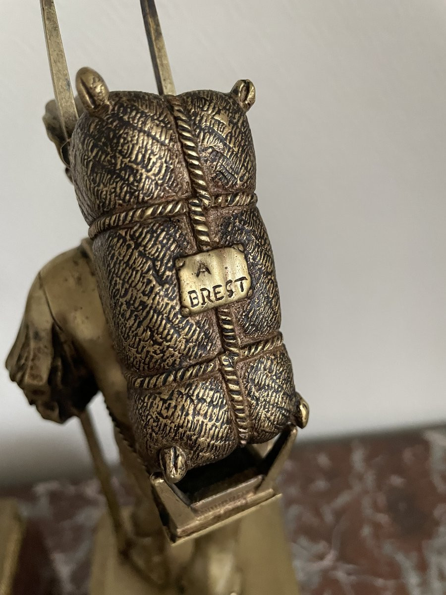 Pair Of Gilt Bronze Statues Mounted On Marble Bases: The Peddlers, Early 19th/late 18th Century-photo-5