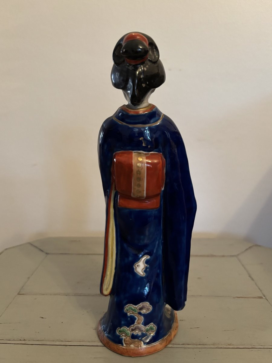 Ancienne statue geisha  en porcelaine de kutani début XX eme Japon -photo-4