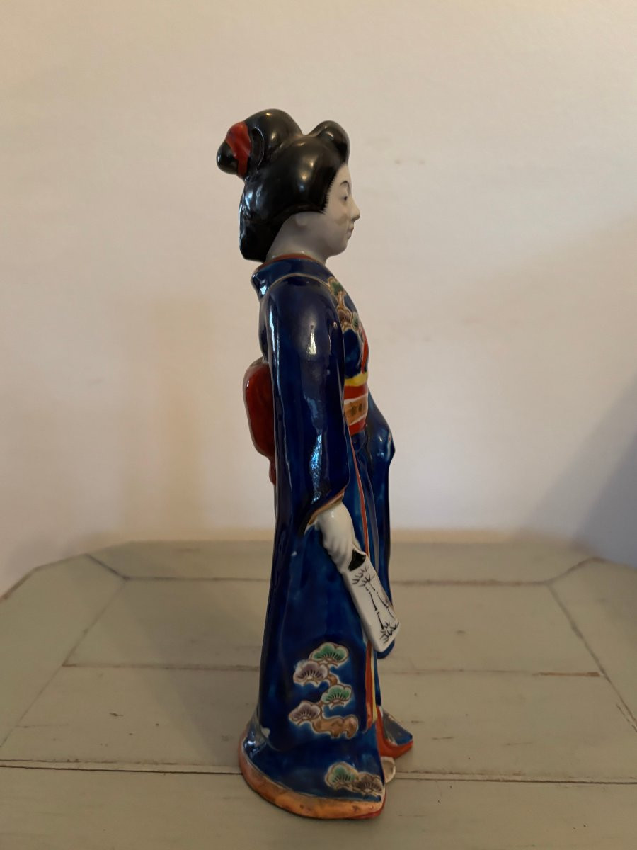 Ancienne statue geisha  en porcelaine de kutani début XX eme Japon -photo-5