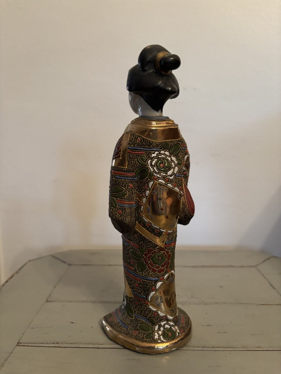 Ancienne statue Kannon Guanyin en porcelaine de Satsuma début XX eme Japon -photo-4