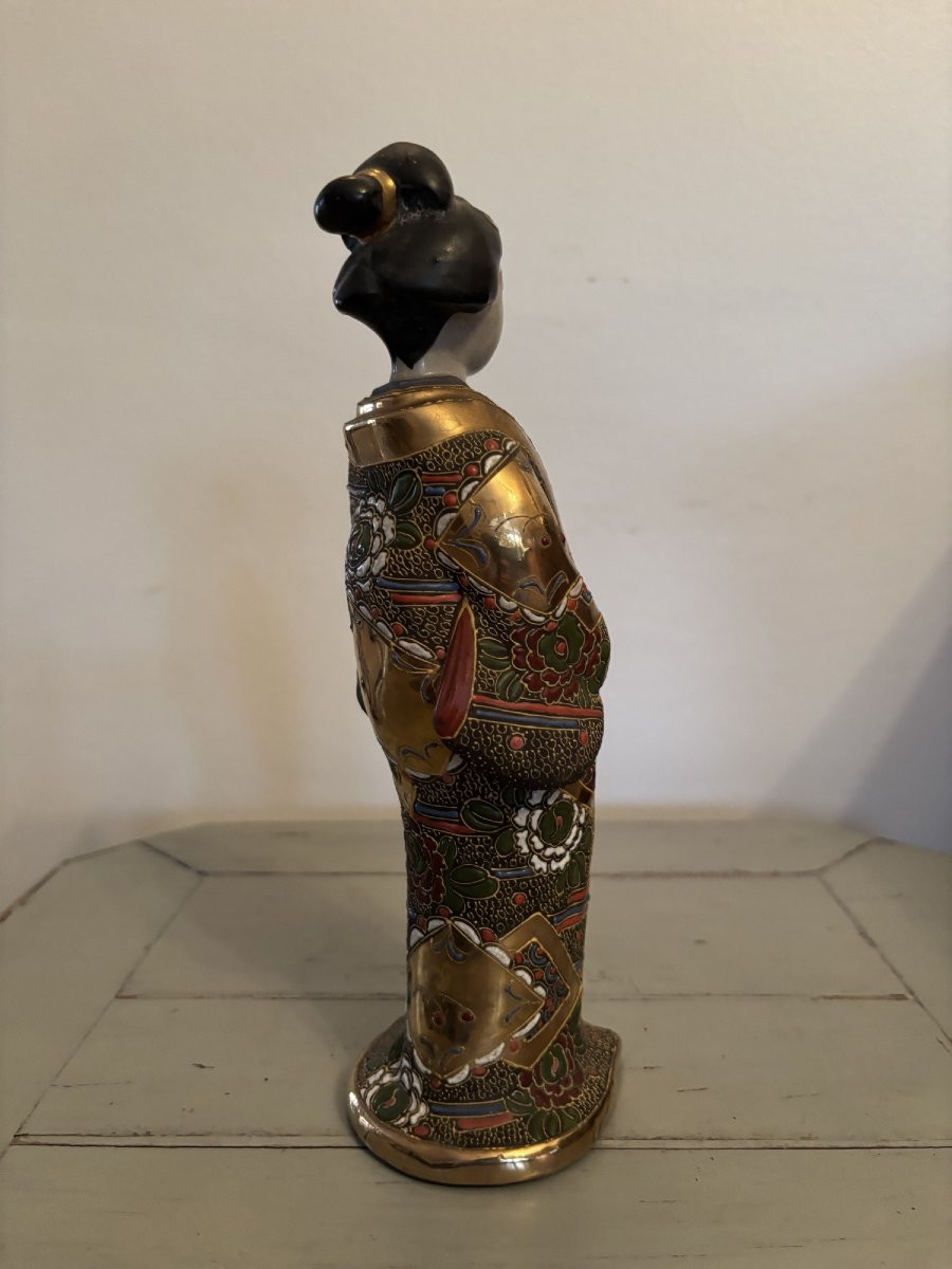 Ancienne statue Kannon Guanyin en porcelaine de Satsuma début XX eme Japon -photo-5