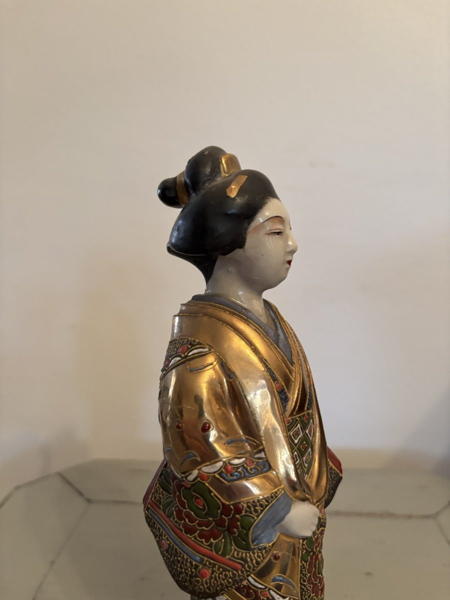 Ancienne statue Kannon Guanyin en porcelaine de Satsuma début XX eme Japon -photo-6