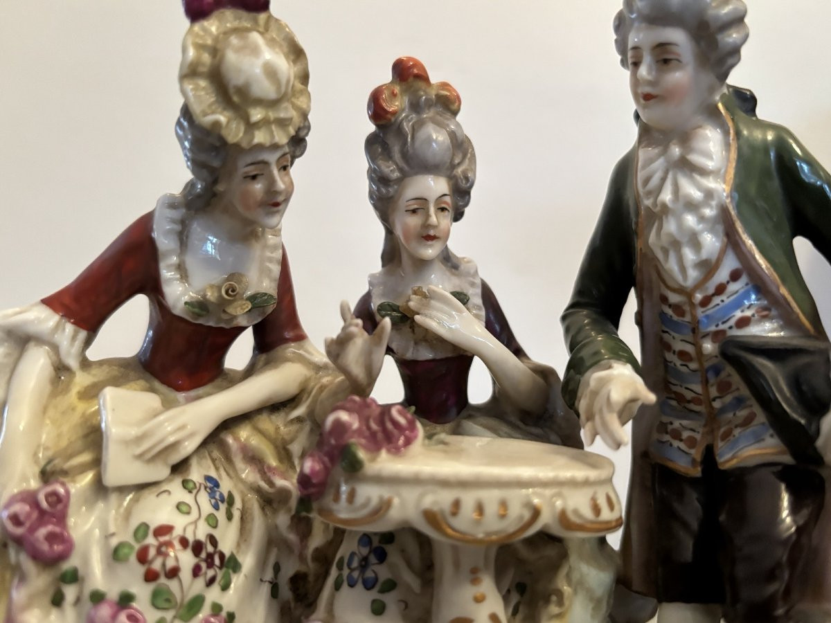 Ancien grand groupe en porcelaine de dresde fin XIX 1900 allemande era meissen -photo-3