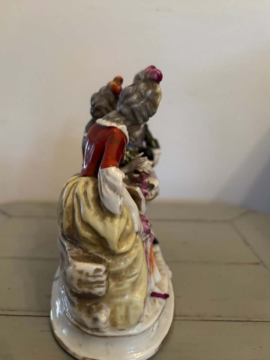 Ancien grand groupe en porcelaine de dresde fin XIX 1900 allemande era meissen -photo-3