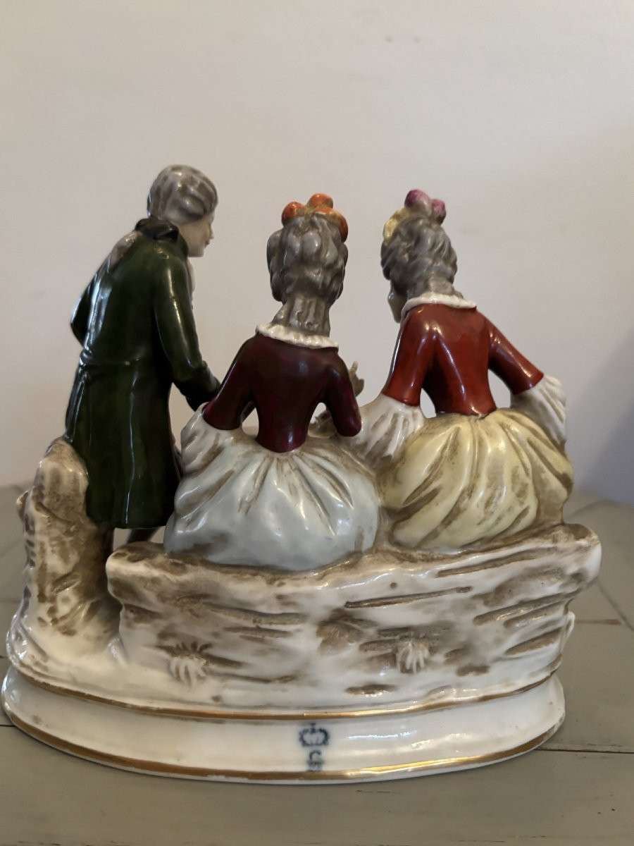 Ancien grand groupe en porcelaine de dresde fin XIX 1900 allemande era meissen -photo-4