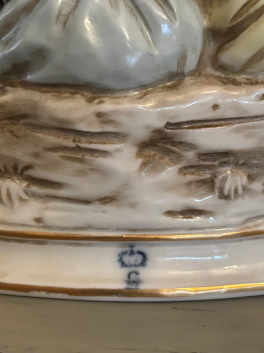 Ancien grand groupe en porcelaine de dresde fin XIX 1900 allemande era meissen -photo-5