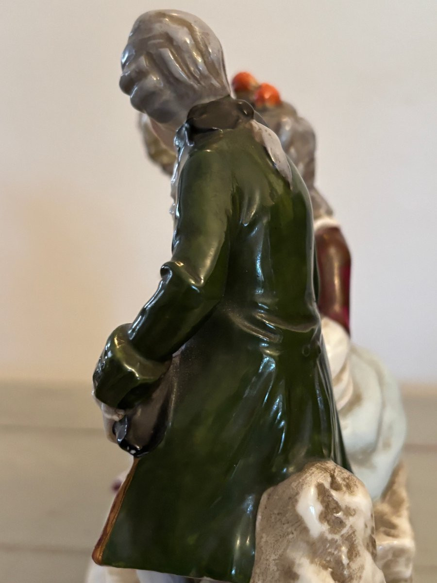 Ancien grand groupe en porcelaine de dresde fin XIX 1900 allemande era meissen -photo-6