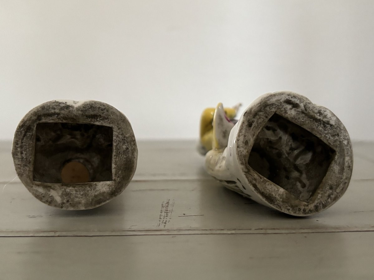 Ancienne paire de petits personnages en porcelaine XIX eme siècle marquis marquise era meissen-photo-7