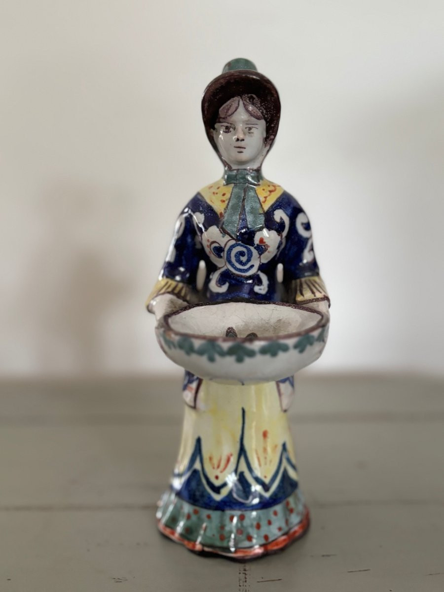 Ancienne salière de table en faience epoque XIX eme siecle desvres rouen faïence  Mg geo martel-photo-2