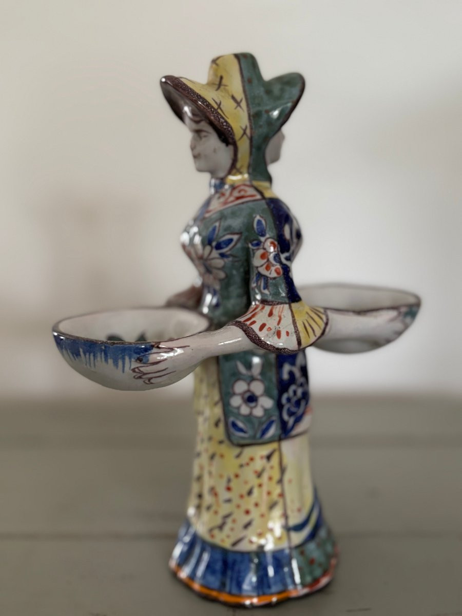 Ancienne salière de table en faience epoque XIX eme siecle desvres rouen faïence  Mg geo martel-photo-3