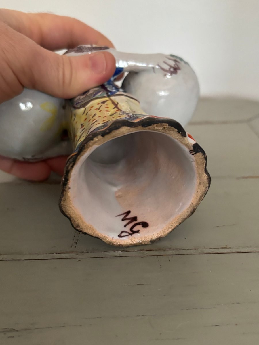 Ancienne salière de table en faience epoque XIX eme siecle desvres rouen faïence  Mg geo martel-photo-3