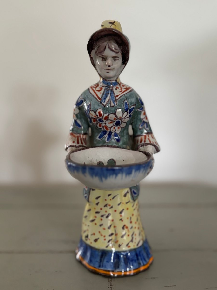 Ancienne salière de table en faience epoque XIX eme siecle desvres rouen faïence  Mg geo martel-photo-6