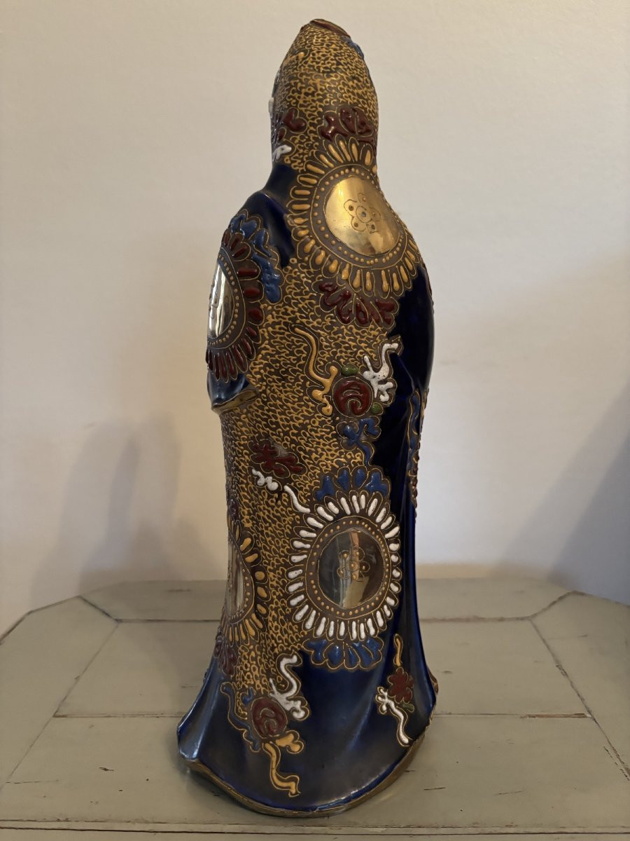 Antique Satsuma Porcelain Kannon Guanyin Statue, Early 20th Century, Japan-photo-3