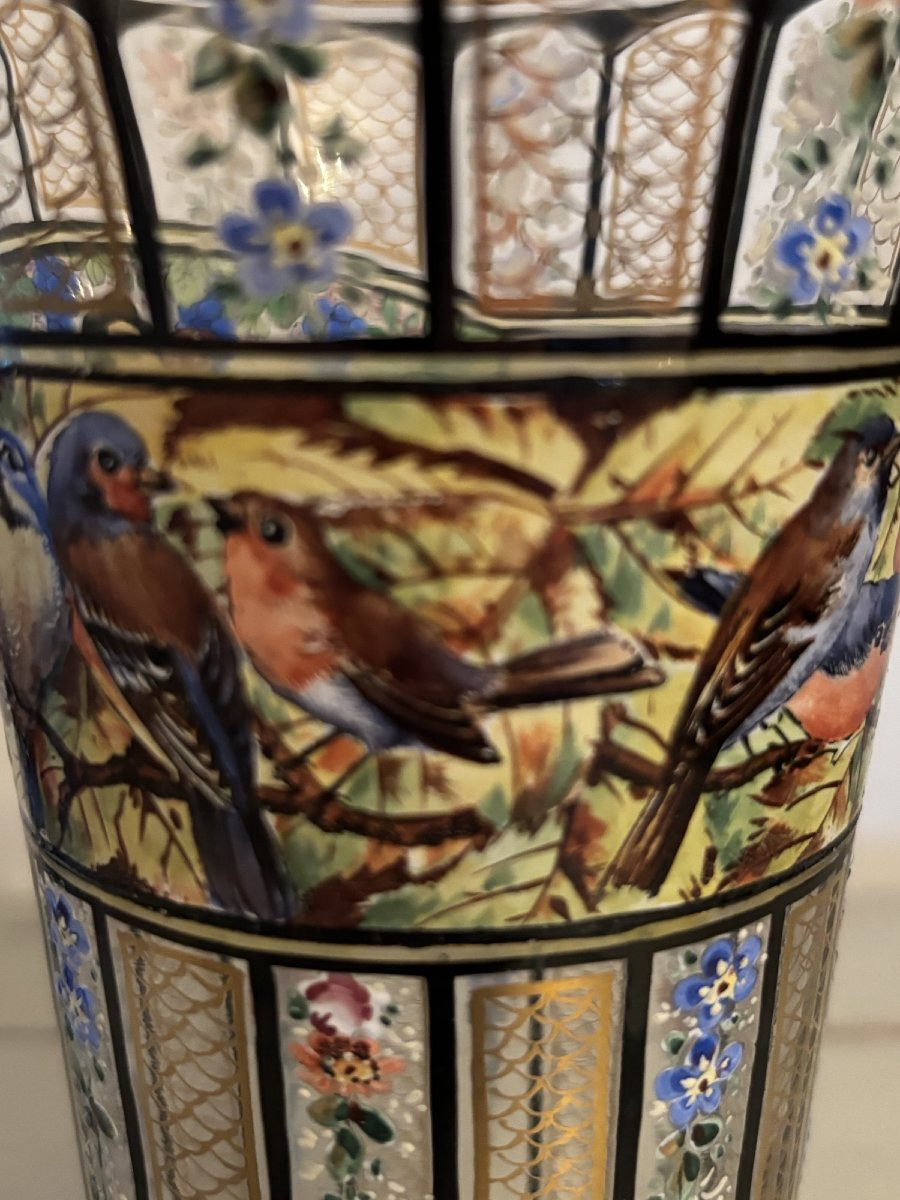 ancien Vase Dlg Julius Muhlhaus, Verre De Boheme, Haida, 1910, Era Daum-photo-2