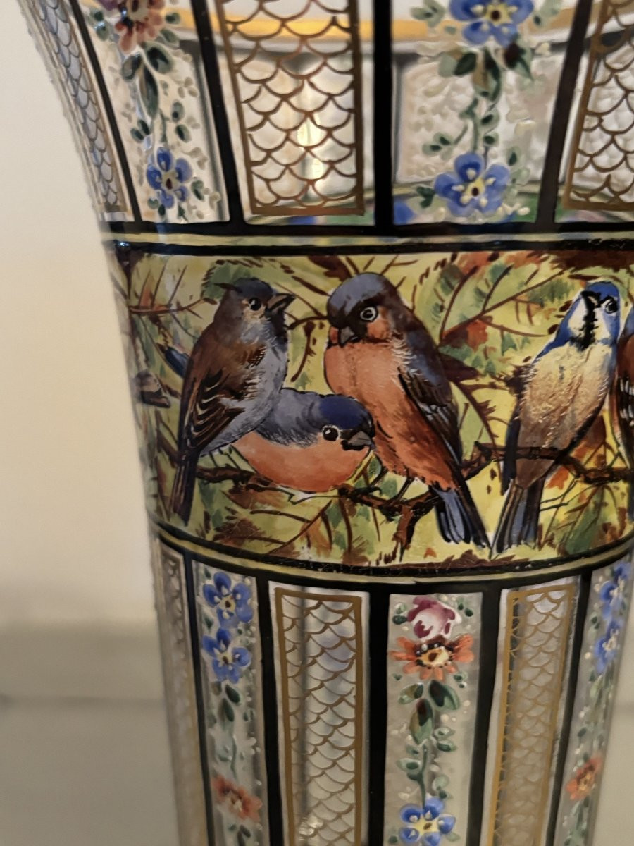 ancien Vase Dlg Julius Muhlhaus, Verre De Boheme, Haida, 1910, Era Daum-photo-3