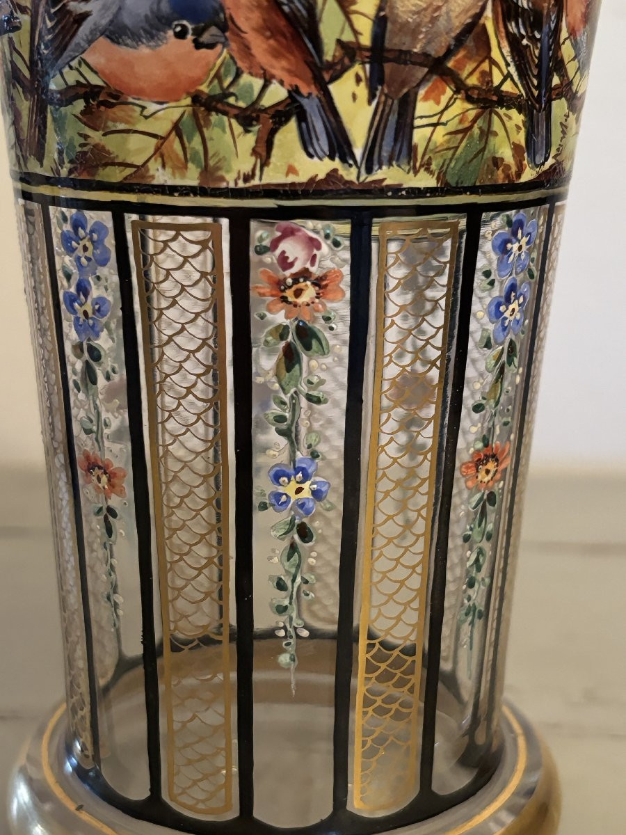 ancien Vase Dlg Julius Muhlhaus, Verre De Boheme, Haida, 1910, Era Daum-photo-4