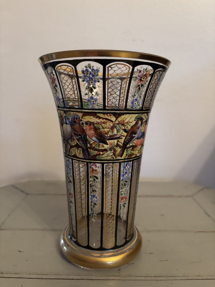 ancien Vase Dlg Julius Muhlhaus, Verre De Boheme, Haida, 1910, Era Daum-photo-6