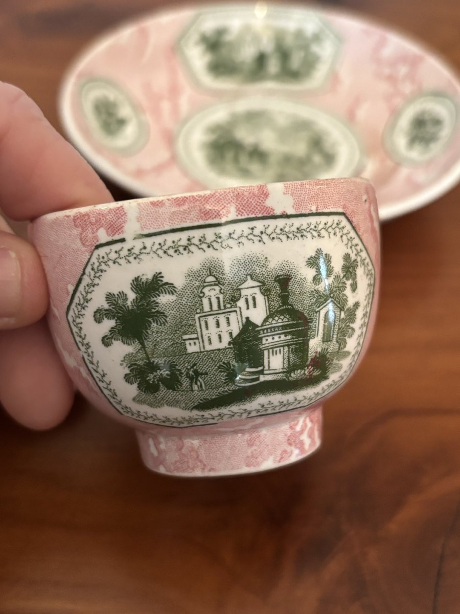 Antique Handleless Cup In Fine Polychrome Earthenware From Creil And Montereau, 1834-photo-4