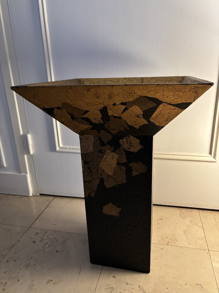 Intéressante jardinière en bois craquelé rehaussé origine Japon Annees 80 vintage chic-photo-3