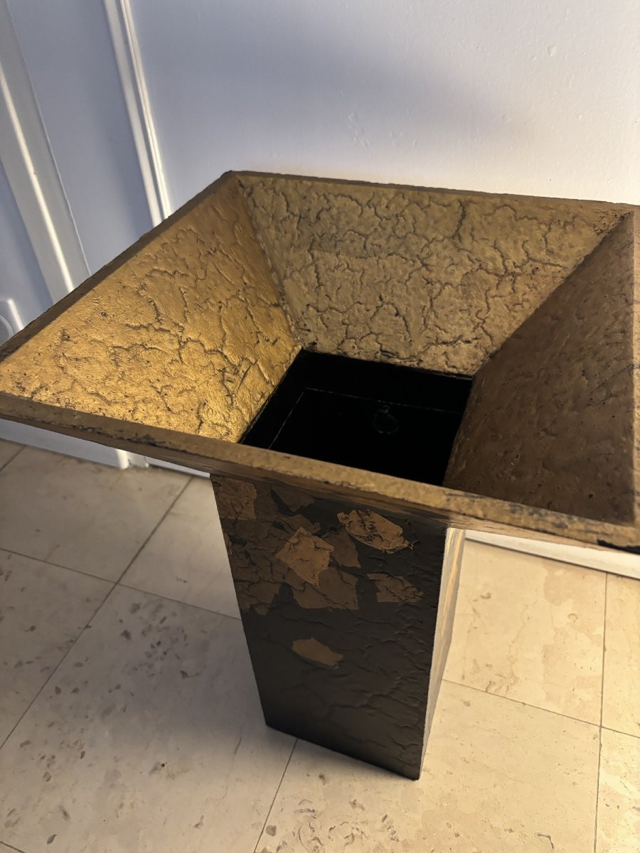 Intéressante jardinière en bois craquelé rehaussé origine Japon Annees 80 vintage chic-photo-4