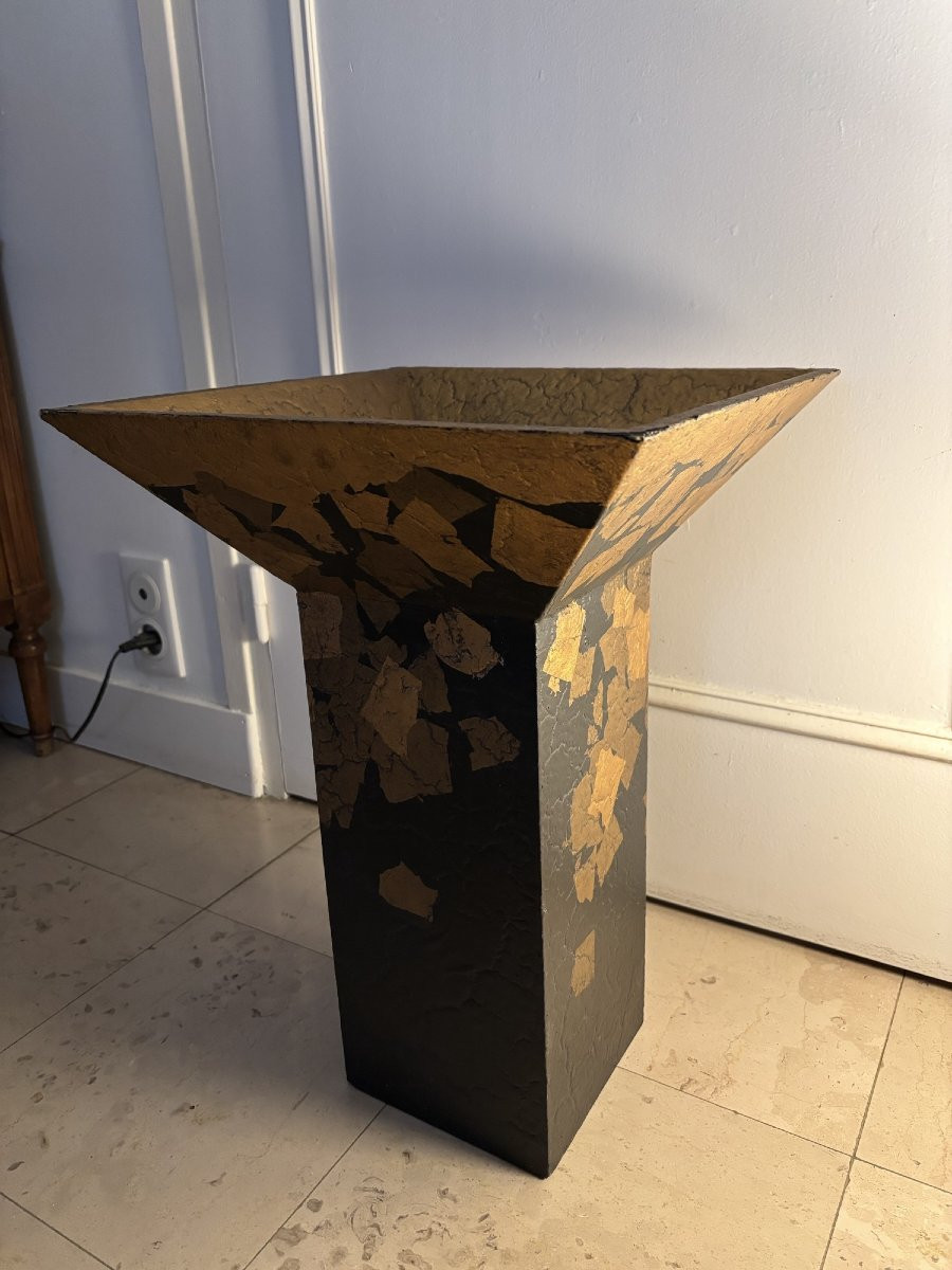 Intéressante jardinière en bois craquelé rehaussé origine Japon Annees 80 vintage chic-photo-1