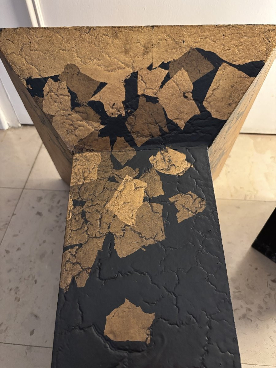 Intéressante jardinière en bois craquelé rehaussé origine Japon Annees 80 vintage chic-photo-8