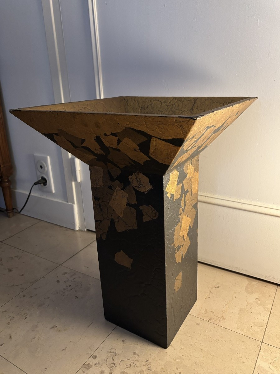 Intéressante jardinière en bois craquelé rehaussé origine Japon Annees 80 vintage chic