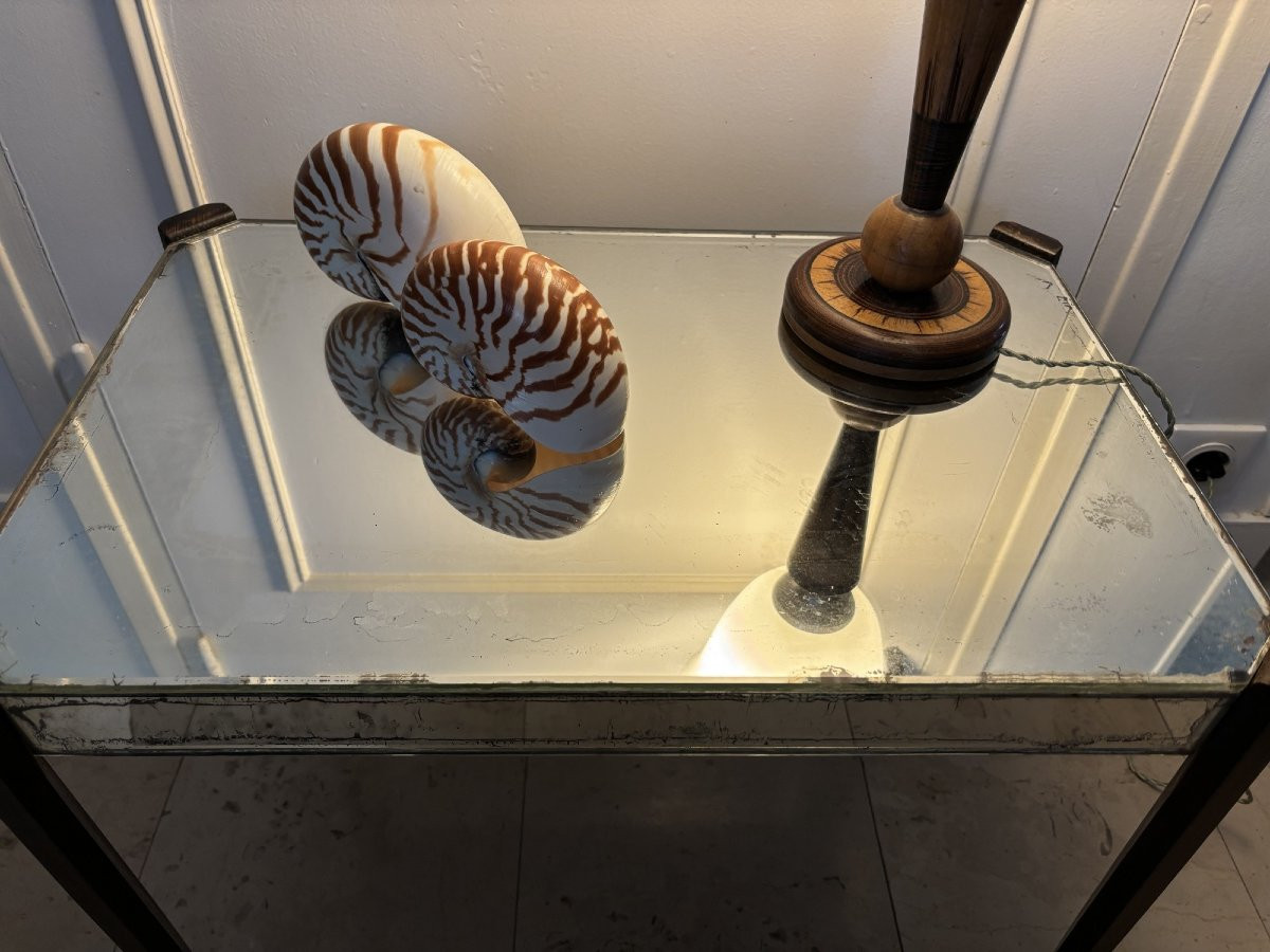 Ancienne table basse salon art déco en miroir vers 1930 -photo-3