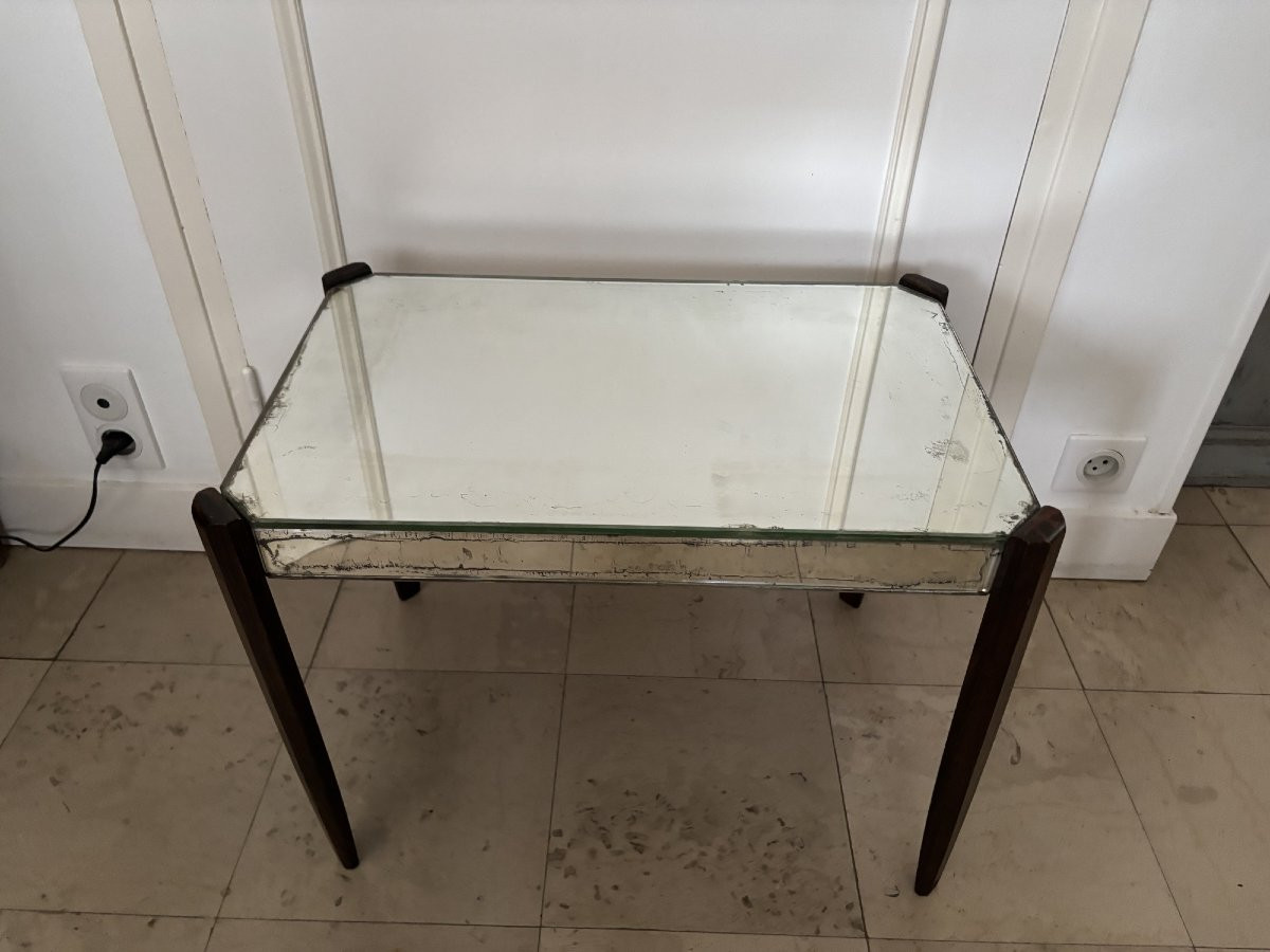 Ancienne table basse salon art déco en miroir vers 1930 -photo-4