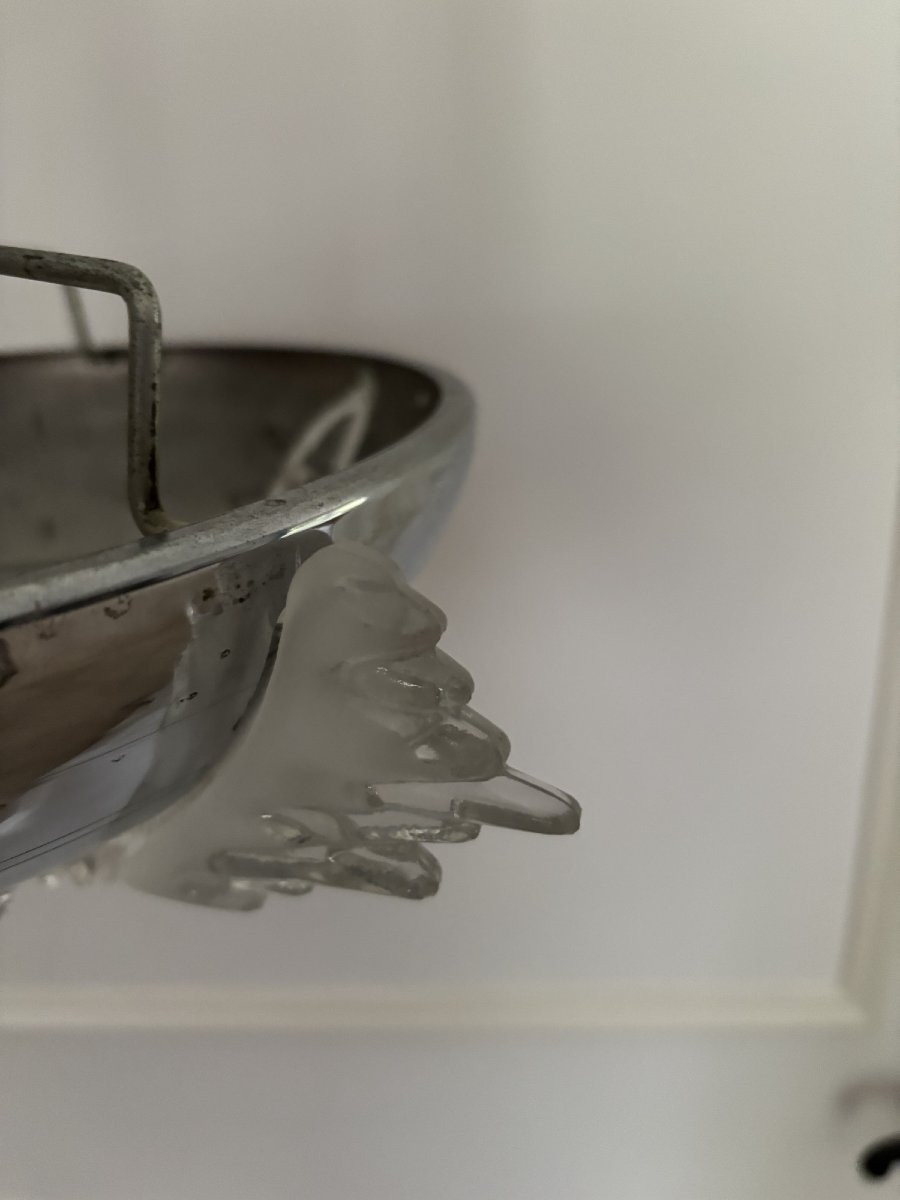 Antique Small Ezan Modernist Frosted Glass Ceiling Light, Art Deco Style, Circa 1930-photo-5