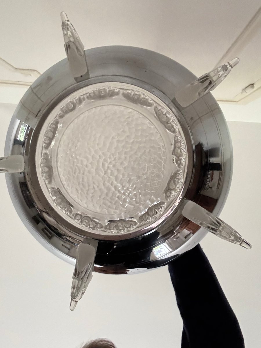 Antique Small Ezan Modernist Frosted Glass Ceiling Light, Art Deco Style, Circa 1930-photo-6