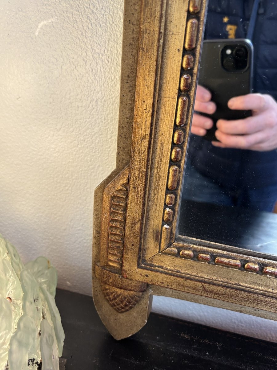 Ancien miroir Louis XVI à fronton epoque fin du XIX eme siecle bois doré -photo-6