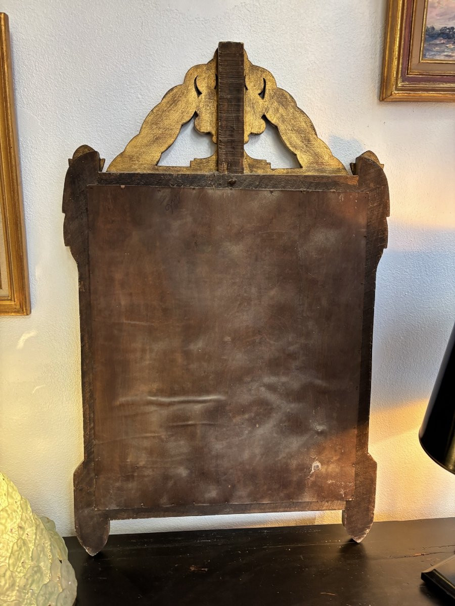 Ancien miroir Louis XVI à fronton epoque fin du XIX eme siecle bois doré -photo-7