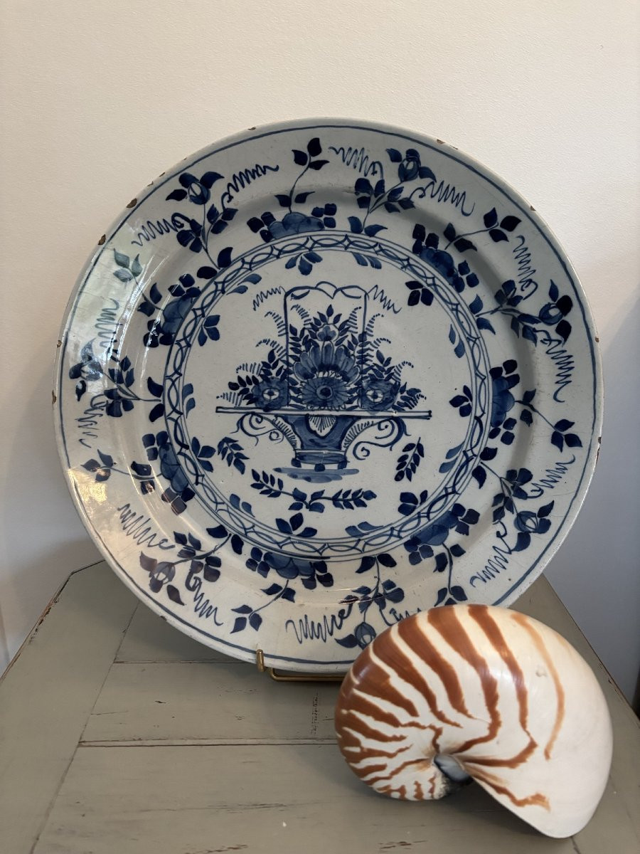 Ancien et grand plat en faience de Delft fin XVII début XVIII eme siècle faïence ancienne-photo-1