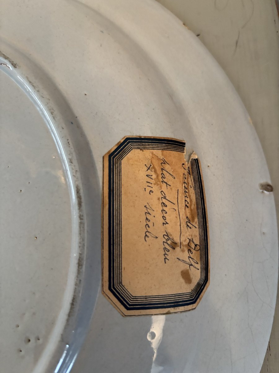 Ancien et grand plat en faience de Delft fin XVII début XVIII eme siècle faïence ancienne-photo-3