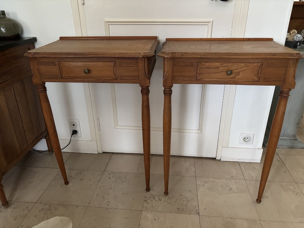Ancienne paire de consoles murales meuble de métier coiffeur vers 195O art deco chevet -photo-1