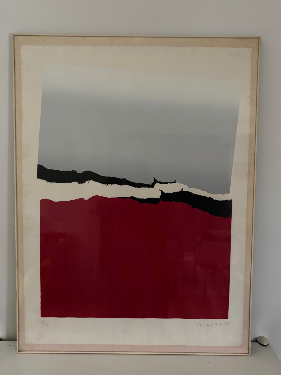 Rikizo , ancienne serigraphie / lithographie vers 1975 soleil levant vintage Japon Paris Tokyo-photo-1