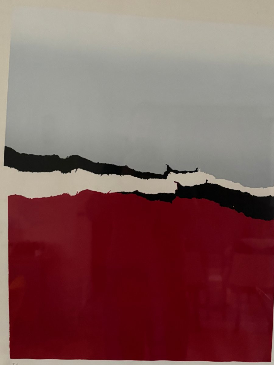 Rikizo , ancienne serigraphie / lithographie vers 1975 soleil levant vintage Japon Paris Tokyo-photo-2