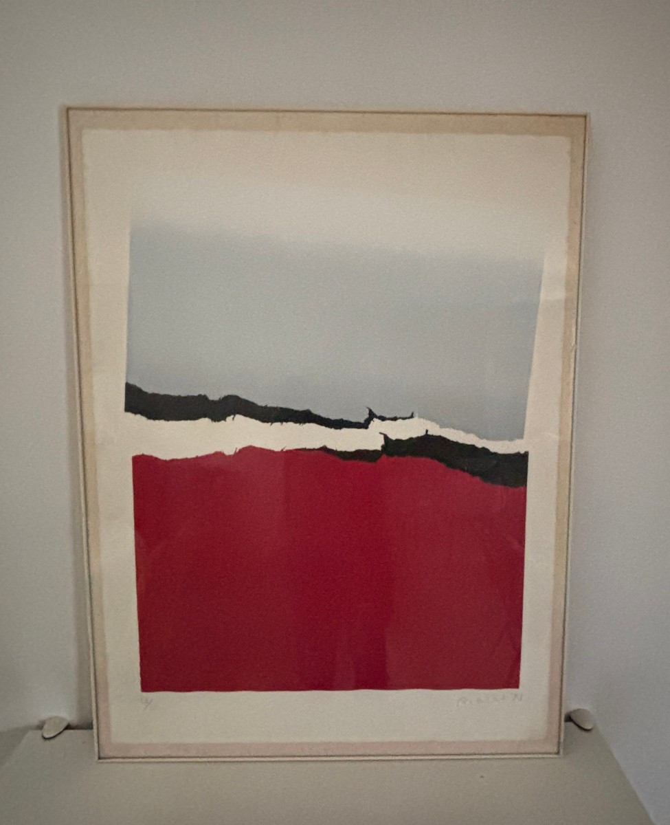 Rikizo , ancienne serigraphie / lithographie vers 1975 soleil levant vintage Japon Paris Tokyo