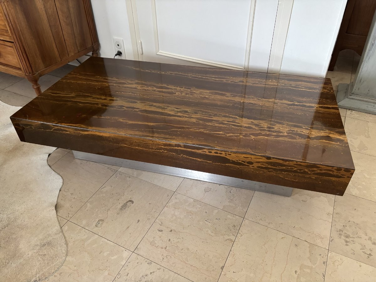 ancienne table basse vintage des années 1970 dite Eruption solaire Lefevre Roset roche bobois -photo-3