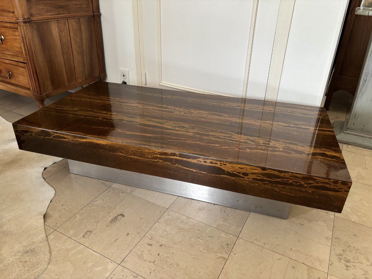 ancienne table basse vintage des années 1970 dite Eruption solaire Lefevre Roset roche bobois -photo-4