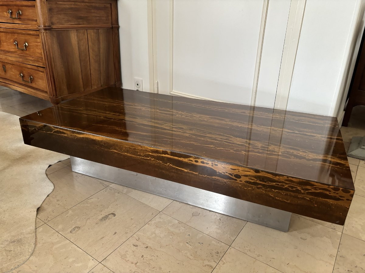 ancienne table basse vintage des années 1970 dite Eruption solaire Lefevre Roset roche bobois -photo-3