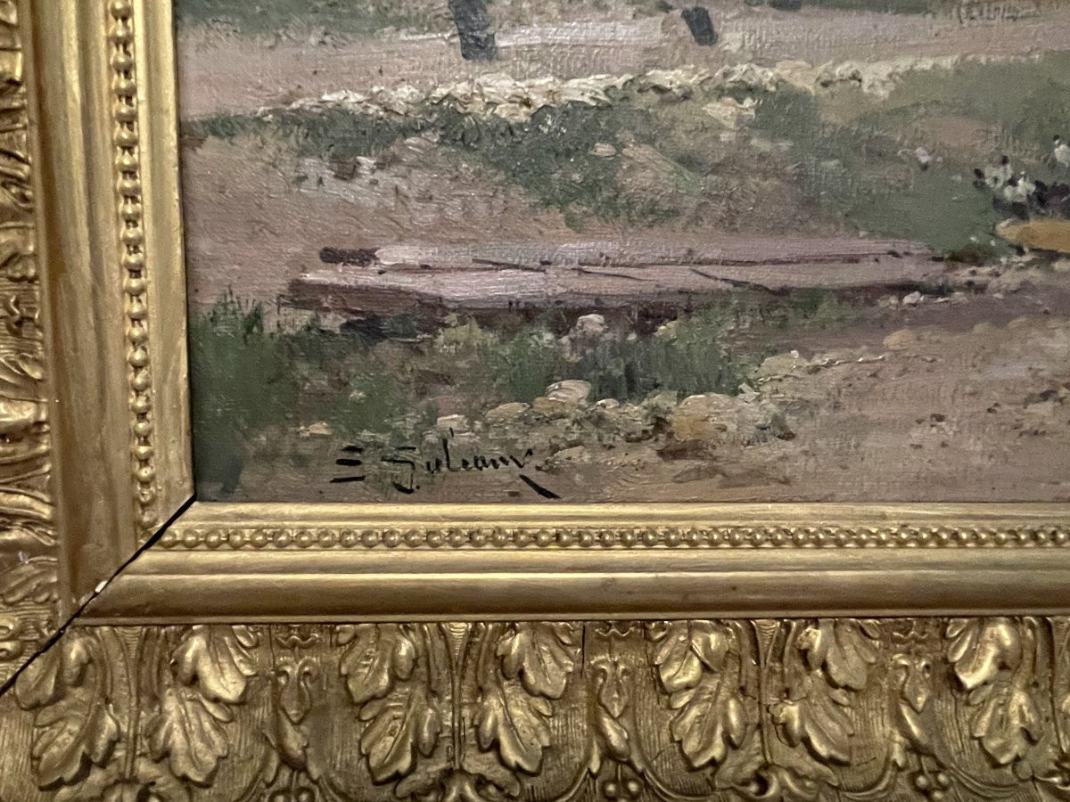 Antique Painting, Oil On Canvas, Banks Of The Seine By Galien Laloue, Impressionist -photo-2