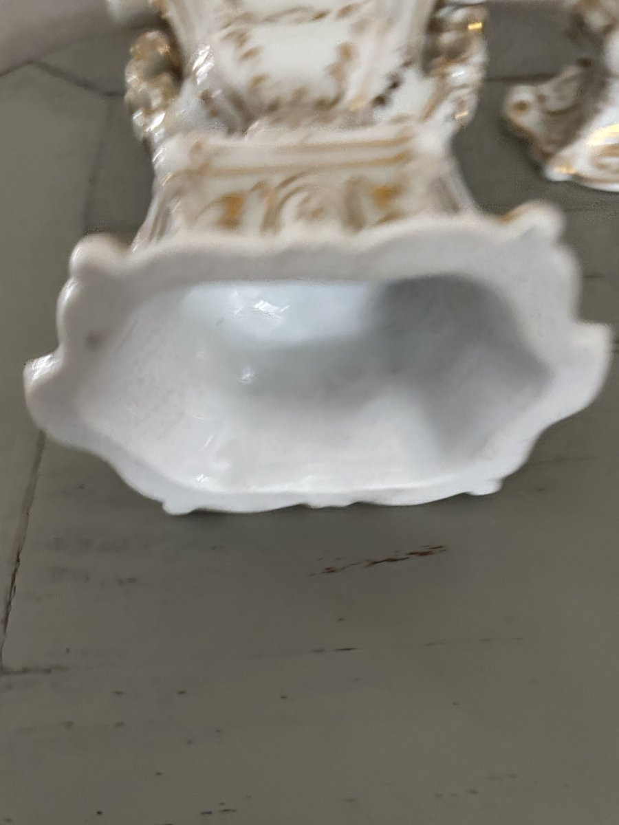 Ancienne paire de vases medicis en porcelaine de Paris vers 1850 XIX eme siècle -photo-5