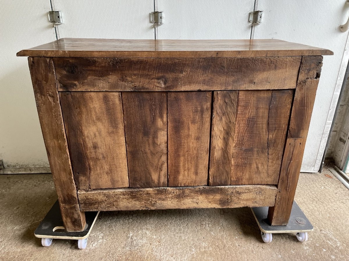 Ancienne Commode Louis XIV Parisienne En Chêne Du XVIII Eme Siècle Poignée Bronze 4 Tiroirs-photo-8